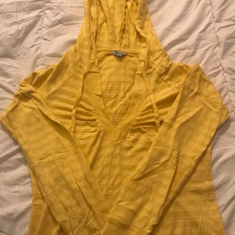 Sunshine yellow hooded light weight shirt